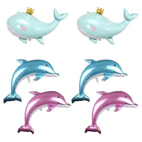 GUOYOU 6 Stück Riesen-Delfin-Folienballon, Party-Dekoration, 89,9 cm, Delfin-Folienballon, Geburtstagsparty, Delfin-Dekorationen, für Kindergeburtstage, Themenpartys, unter dem Wasser Party (3 Arten) GUOYOU 6 Stück Riesen-Delfin-Folienballon, Party-Dekoration, 89,9 cm, Delfin-Folienballon, Geburtstagsparty, Delfin-Dekorationen, für Kindergeburtstage, Themenpartys, unter dem Wasser Party (3 Arten) von GUOYOU