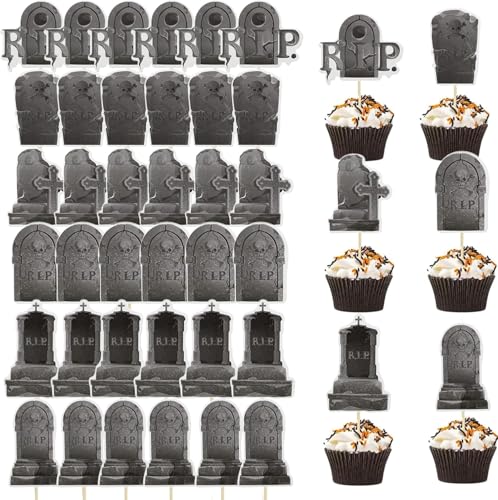GUOYOU36 Stücke tortendeko kindergeburtstag Kuchen Deko Cupcake Topper Happy Cake Toppers Cupcake Deko Kuchen Grabstein Tortendeko Muffins Dessert Dekoration per Gruselige Halloween-Mottopartys GUOYOU36 Stücke tortendeko kindergeburtstag Kuchen Deko Cupcake Topper Happy Cake Toppers Cupcake Deko Kuchen Grabstein Tortendeko Muffins Dessert Dekoration per Gruselige Halloween-Mottopartys von GUOYOU