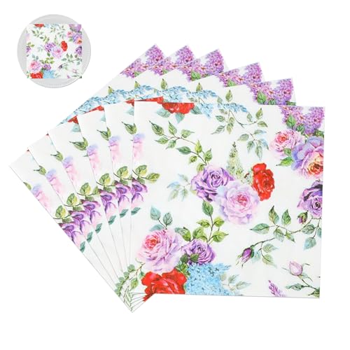 GUOYOU Servietten, 60 Stücke Papierservietten mit Blumen Motiv(33x33cm), Geburtstag Servietten Tisch Deko für Hochzeit, Kommunion, Konfirmation, Taufe GUOYOU Servietten, 60 Stücke Papierservietten mit Blumen Motiv(33x33cm), Geburtstag Servietten Tisch Deko für Hochzeit, Kommunion, Konfirmation, Taufe von GUOYOU