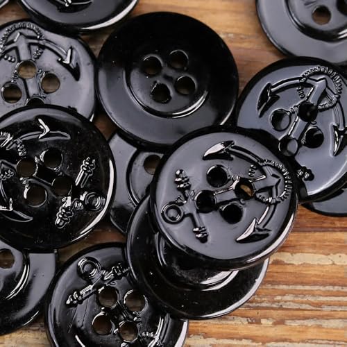GUOZHAN 10 Stück große Schwarze Knöpfe, glänzend, Boot, Anker, Herrenanzug, Mantel, Nähzubehör, Klassische runde dunkle Knöpfe, DIY-Zubehör GUOZHAN 10 Stück große Schwarze Knöpfe, glänzend, Boot, Anker, Herrenanzug, Mantel, Nähzubehör, Klassische runde dunkle Knöpfe, DIY-Zubehör von GUOZHAN