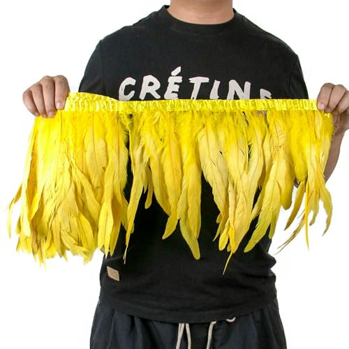 GUOZHAN 2 Meter Bunte Hahnenschwanzfedern, Besatz, 25–30 cm/10–12 Zoll, Fasanenfeder-Fransenband für Karnevals-Federdekoration GUOZHAN 2 Meter Bunte Hahnenschwanzfedern, Besatz, 25–30 cm/10–12 Zoll, Fasanenfeder-Fransenband für Karnevals-Federdekoration von GUOZHAN