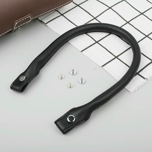 GUOZHAN 2 Stück Taschengurte aus echtem Leder, handgefertigt, Griffe, Schwarz/Braun, Ersatzgurt für Crossbody-Schulterhandtaschen, 53 cm von GUOZHAN