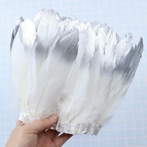 GUOZHAN 2 m gefärbte goldene Gänsefederbesätze für Heimwerkerarbeiten, Partys, Hochzeitskleider, Karnevalsbänder, Kleidungsdekor, Plumas-Zubehör, 15–20 cm GUOZHAN 2 m gefärbte goldene Gänsefederbesätze für Heimwerkerarbeiten, Partys, Hochzeitskleider, Karnevalsbänder, Kleidungsdekor, Plumas-Zubehör, 15–20 cm von GUOZHAN