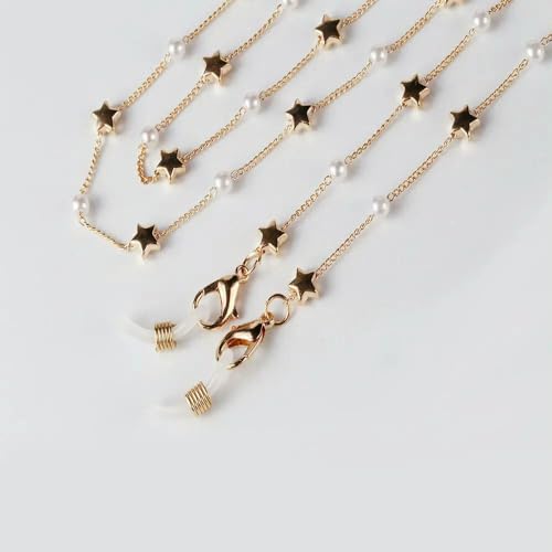 GUOZHAN Brillenkette mit Perlenstern, Sonnenbrillenketten, Brillenband, Halskette, Brillenkette gegen Verlust, Brillenzubehör für Damen GUOZHAN Brillenkette mit Perlenstern, Sonnenbrillenketten, Brillenband, Halskette, Brillenkette gegen Verlust, Brillenzubehör für Damen von GUOZHAN
