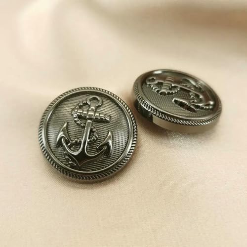 GUOZHAN Vintage Anker-Metallknöpfe für Kleidung, Jacken, Hemden – 15/20/25 mm (10 Stück) Schwarz Silber Gold Mode Nähknöpfe von GUOZHAN