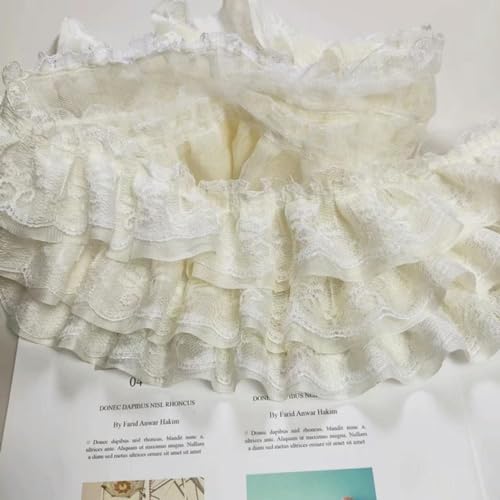 GUOZIF Modische, 3-lagige Chiffon-Plissee-Spitze zum Selbermachen, kann für Mädchenröcke, Kleidungsmanschetten, Sofabezüge, Vorhänge, Saum-Nähmaterial verwendet Werden. von GUOZIF