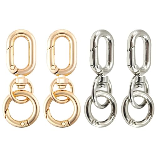 Karabinerhaken mit doppelter Öffnung, Zinklegierung, Metallfeder-Karabinerhaken mit Schlüsselring für Bastelarbeiten, Schmuckverschlüsse, Schlüsselbandherstellung und Taschenzubehör, 4 Stück von GUQIANLU
