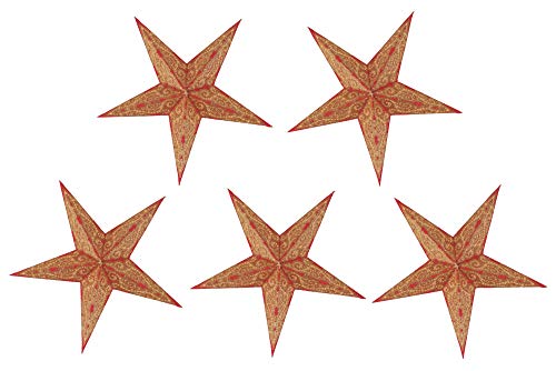 GURU SHOP 5 Stk. Papier Ministern für Lichterkette, 20 cm, Faltbar, 5`er Set - Design 35, Papiersterne 20 cm für Lichterketten von GURU SHOP