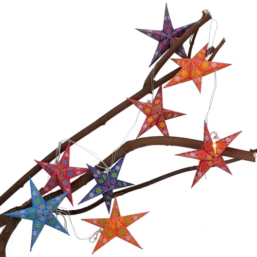 GURU SHOP 8`er LED Batterie Lichterkette (3AA) 8x Papier Ministern 20 cm, Faltbar - Set 9 von GURU SHOP