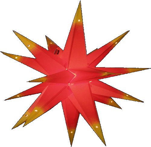 GURU SHOP Faltbarer Advents Leucht Papierstern, 3D Weihnachtsstern - Multipointer Rot-gelb, 60x60x60 cm, Star Fensterdeko von GURU SHOP