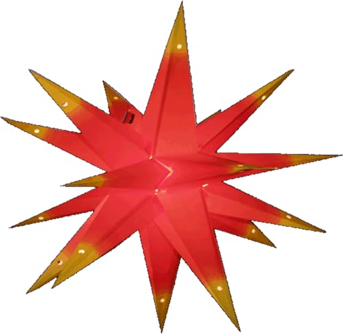 GURU SHOP Faltbarer Advents Leucht Papierstern, 3D Weihnachtsstern - Multipointer Rot-gelb, 60x60x60 cm, Star Fensterdeko von GURU SHOP