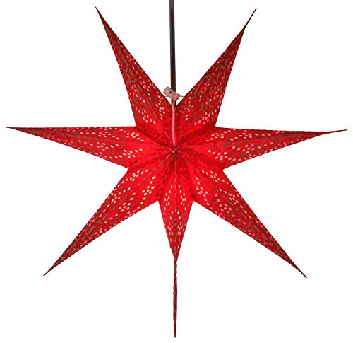 GURU SHOP Faltbarer Advents Leucht Papierstern, Weihnachtsstern 60 cm - Delfi, Star Fensterdeko von GURU SHOP