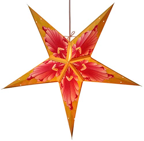 GURU SHOP Faltbarer Advents Leucht Papierstern, Weihnachtsstern 60 cm - Floria Gelb, Star Fensterdeko von GURU SHOP