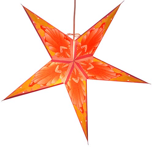 GURU SHOP Faltbarer Advents Leucht Papierstern, Weihnachtsstern 60 cm - Floria Orange, Star Fensterdeko von GURU SHOP