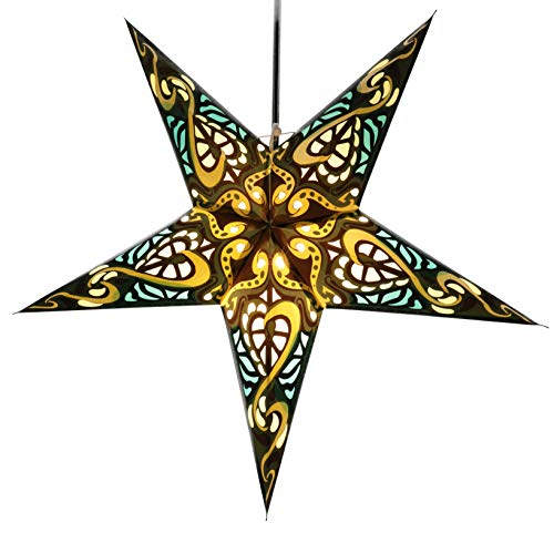 GURU SHOP Faltbarer Advents Leucht Papierstern, Weihnachtsstern 60 cm - Galadriel Grün, Star Fensterdeko von GURU SHOP