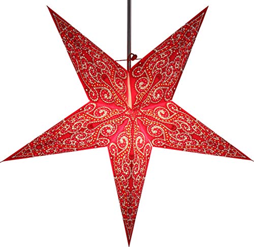 GURU SHOP Faltbarer Advents Leucht Papierstern, Weihnachtsstern 60 cm - Molinos, Star Fensterdeko von GURU SHOP