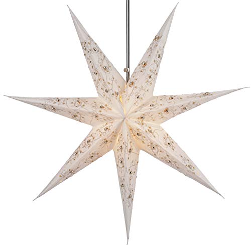 GURU SHOP Faltbarer Advents Leucht Papierstern, Weihnachtsstern 60 cm - Platon 7 Nature, Star Fensterdeko von GURU SHOP