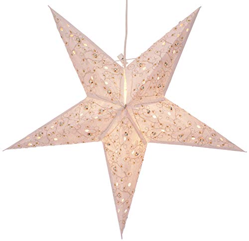 GURU SHOP Faltbarer Advents Leucht Papierstern, Weihnachtsstern 60 cm - Platon Naturweiß, Star Fensterdeko von GURU SHOP