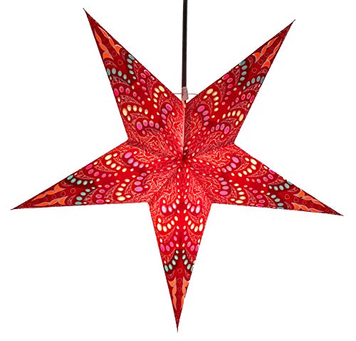 GURU SHOP Faltbarer Advents Leucht Papierstern, Weihnachtsstern 60 cm - Sibelius Rot, Star Fensterdeko von GURU SHOP