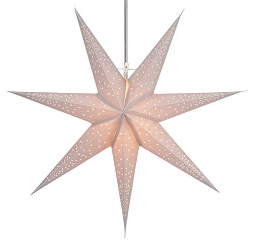 GURU SHOP Faltbarer Advents Leucht Papierstern, Weihnachtsstern 60 cm - Silvana, Star Fensterdeko von GURU SHOP