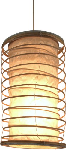 GURU SHOP Faltbarer Lampenschirm/Deckenlampe/Deckenleuchte Malai 50, Handgemacht in Bali, Baumwolle, Natur, Rattan, Farbe: Natur, 50x25x25 cm, Asiatische Lampenschirme aus Papier & Stoff von GURU SHOP