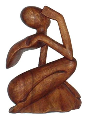 GURU SHOP Holzfigur, Statue, Deko Objekt Feng Shui 20 cm - Denker/Dunkelbraun, Dekoobjekte von GURU SHOP