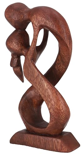 GURU SHOP Holzfigur, Statue, Deko Objekt Feng Shui 20 cm - Elfenpaar/Dunkelbraun, Dekoobjekte von GURU SHOP