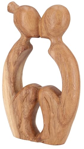 GURU SHOP Holzfigur, Statue, Deko Objekt Feng Shui 20 cm - Paar/Hellbraun, Dekoobjekte von GURU SHOP