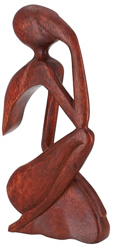 GURU SHOP Holzfigur, Statue, Deko Objekt Feng Shui 30 cm - Denker/Dunkelbraun, Dekoobjekte von GURU SHOP