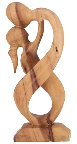 GURU SHOP Holzfigur, Statue, Deko Objekt Feng Shui 30 cm - Elfenpaar/Hellbraun, Dekoobjekte von GURU SHOP