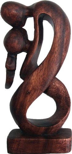 GURU SHOP Holzfigur, Statue, Deko Objekt Feng Shui - `Elfenpaar`, Braun, Größe/Farbe: 30 cm/Dunkel, Dekoobjekte von GURU SHOP