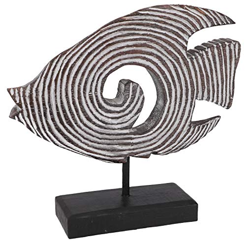 GURU SHOP Holzfigur Fisch auf Holzständer in 3 Größen, Größe: Mittel (28x28x9 cm), Tierfiguren von GURU SHOP