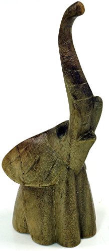 GURU SHOP Kleine Deko Figur, Holzfigur Sitzender Elefant, Ringhalter - Modell 2, Braun, 18x7x7 cm, Tierfiguren von GURU SHOP