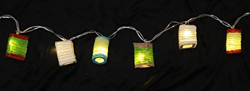 GURU SHOP LED Lichterkette Lampions - mix Grün/weiß, Papier, 6x6x5 cm, Lichterketten von GURU SHOP