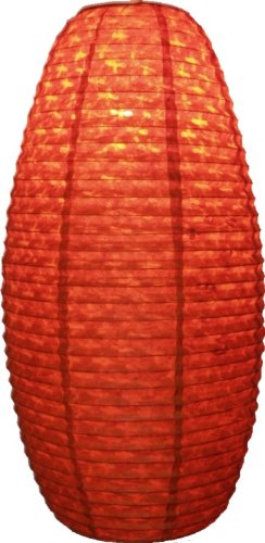 GURU SHOP Ovaler Lokta Papierlampenschirm, Hängelampe Coronada - Orange, Lokta-Papier, 60x30x30 cm, Asiatische Lampenschirme aus Papier & Stoff von GURU SHOP