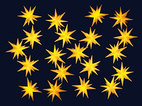 GURU SHOP Sternenkette, Lichterkette mit 20x LED Adventsstern, Außenstern, Weihnachtsstern Ø 12 cm, Länge 18m, mit Timer - Gelb, Kunststoff, Weihnachtsstern, Adventsstern von GURU SHOP