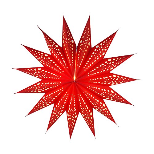 GURU SHOP Faltbarer Advents Leucht Papierstern, Weihnachtsstern 40 cm - Aristea Rot, Star Fensterdeko von GURU SHOP