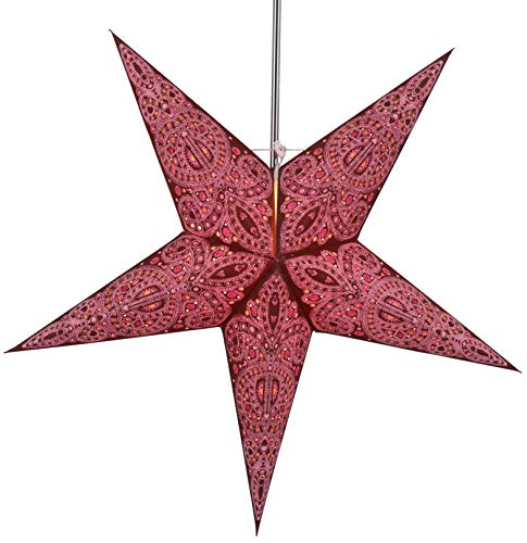 GURU SHOP Faltbarer Advents Leucht Papierstern, Weihnachtsstern 60 cm - Calea Pink, Star Fensterdeko von GURU SHOP