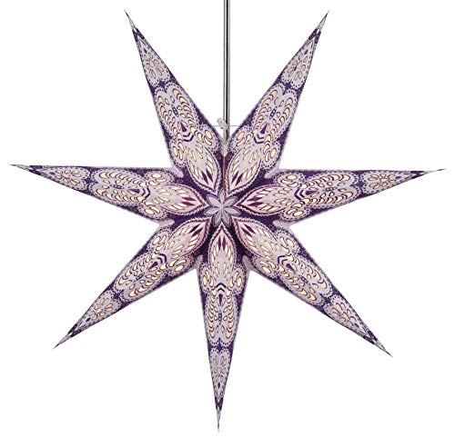 GURU SHOP Faltbarer Advents Leucht Papierstern, Weihnachtsstern 60 cm - Menora 7 Violett/natur, Papiersterne 60 cm von GURU SHOP