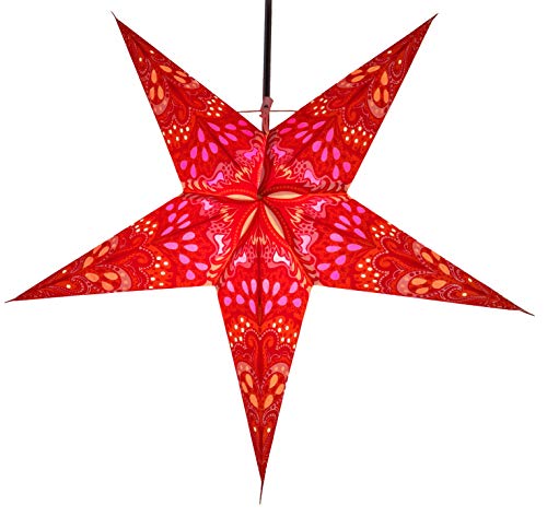 GURU SHOP Faltbarer Advents Leucht Papierstern, Weihnachtsstern 60 cm - Nestor Orange, Star Fensterdeko von GURU SHOP