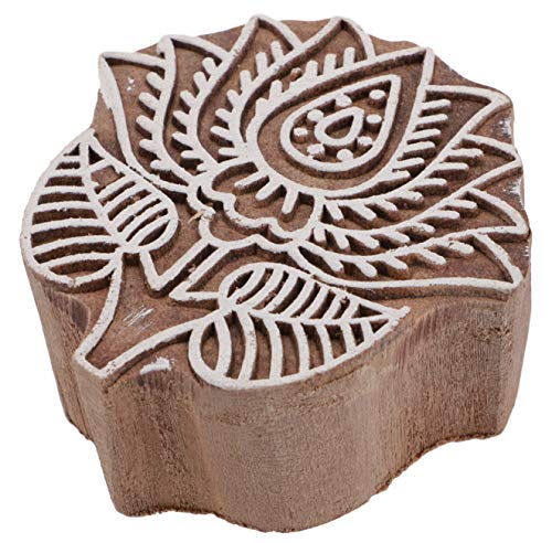 Indischer Textilstempel, Holz Stoffdruckstempel, Blaudruck Stempel, Druck Modell - 6*6 cm Lotus 1 / Indische Holzstempel von GURU SHOP