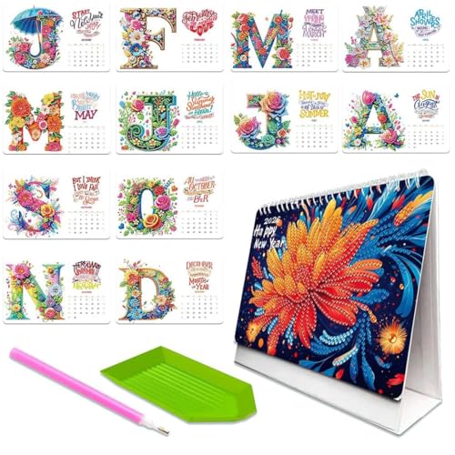 2026 DIY Special Shape Desktop Diamond Standing Calendar, Diamond Art Painting Tischkalender 2026, Diamantmalerei Tischkalender mit Aufgabenliste, Für Büro, Zuhause, Schule, DIY Bastelarbeiten von GUSHE