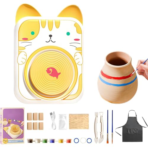 Cute Animal Pottery Wheel Set for Kids,Elektrische Töpferscheibe für Kinder,Niedliche Töpferscheibe in Tierform,Töpfermaschine-Kunstset mit 6 Stück Ton,DIY-Tonkunstwerkzeug für Anfänger,Kinder (A) Cute Animal Pottery Wheel Set for Kids,Elektrische Töpferscheibe für Kinder,Niedliche Töpferscheibe in Tierform,Töpfermaschine-Kunstset mit 6 Stück Ton,DIY-Tonkunstwerkzeug für Anfänger,Kinder (A) von GUSHE