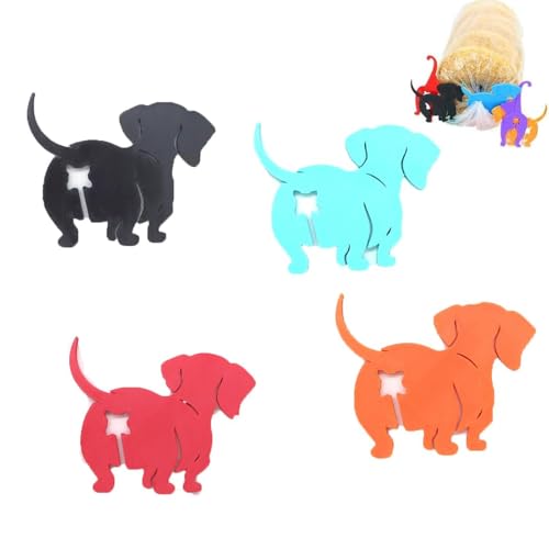 Dachshund Bread Bag Clip, Dachshund Bread Clips, Lustige Hundehintern-Brotklammer, Wiederverwendbare Lebensmittelbeutel-Clips, 3D-Gedruckte Brotbeutel-Krawatte, Halten Ihr Essen Frisch (4PCS) von GUSHE