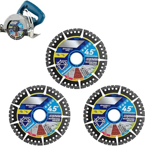 Diamond Multi-Purpose Saw Blades, 4.5 Inch Angle Grinder Cutting Disc, Diamant Trennscheibe mit hoher Schneidleistung, Diamanttrennscheiben für Beton, Granit, Stein, Ziegel, PVC und Holz (3) von GUSHE