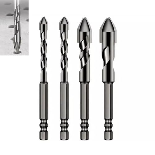 Exzenterbohrer mit schrägem Kopf und hoher Härte, Multifunktionaler-Exzenterbohrer-Set, Hartmetall Exzenterbohrer-Satz, Eccentric Drill Bit für Beton, Metall, Glas, Holz und Mauerwerk (4PCS) von GUSHE