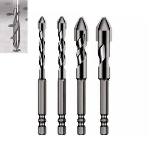 Exzenterbohrer mit schrägem Kopf und hoher Härte, Multifunktionaler-Exzenterbohrer-Set, Hartmetall Exzenterbohrer-Satz, Eccentric Drill Bit für Beton, Metall, Glas, Holz und Mauerwerk (4PCS) von GUSHE