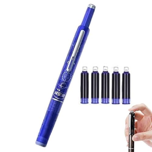 Fountain Pen Retractable: 0.38mm Blue&black Ink Transparent Barrel Includes 5 Refillable Ink Cartridges, Einziehbarer Füllfederhalter, Nachfüllbar Füllfederhalter, für Kinder und Erwachsener (Blau) Fountain Pen Retractable: 0.38mm Blue&black Ink Transparent Barrel Includes 5 Refillable Ink Cartridges, Einziehbarer Füllfederhalter, Nachfüllbar Füllfederhalter, für Kinder und Erwachsener (Blau) von GUSHE