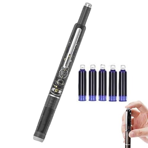 Fountain Pen Retractable: 0.38mm Blue&black Ink Transparent Barrel Includes 5 Refillable Ink Cartridges, Einziehbarer Füllfederhalter, Nachfüllbar Füllfederhalter, für Kinder und Erwachsener (Schwarz) Fountain Pen Retractable: 0.38mm Blue&black Ink Transparent Barrel Includes 5 Refillable Ink Cartridges, Einziehbarer Füllfederhalter, Nachfüllbar Füllfederhalter, für Kinder und Erwachsener (Schwarz) von GUSHE