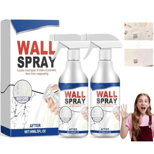Magic Wall Repair Spray Set - Staub- und schmutzabweisend, magisches Wandreparaturspray Set, Fleckenentferner für Wanddecken, Wall Stain Removal Spray, Sprühfarbe für die Wand weiß, 60ML (2) von GUSHE